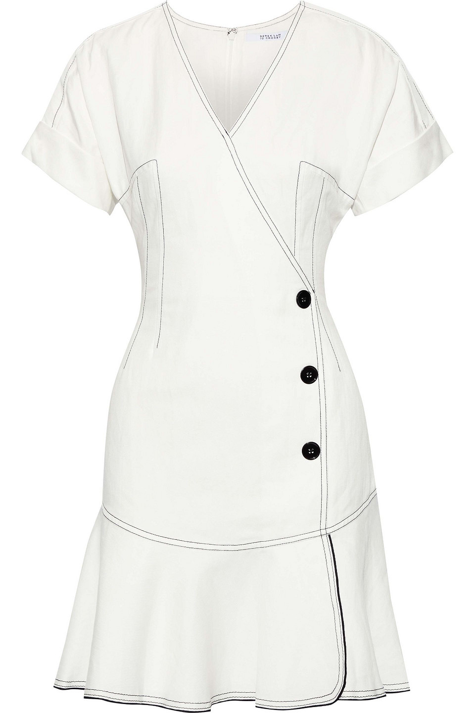 Woman Wrap-effect Button-embellished Twill Mini Dress