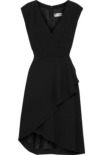 LANVIN Wrap-effect pleated wool-crepe dress