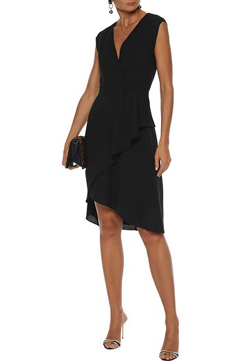 LANVIN Wrap-effect pleated wool-crepe dress