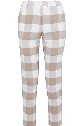 ALTUZARRA Cropped gingham wool-blend twill slim-leg pants