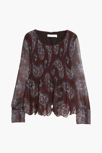 SEE BY CHLOÉ Printed broderie anglaise plissé-chiffon blouse