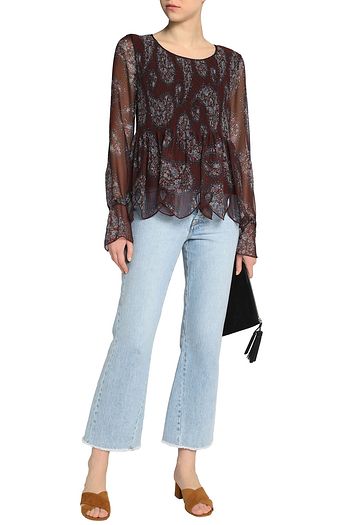 SEE BY CHLOÉ Printed broderie anglaise plissé-chiffon blouse
