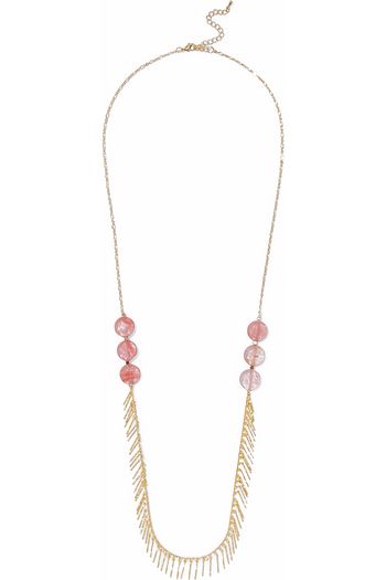 KENNETH JAY LANE Fringed gold-tone stone necklace