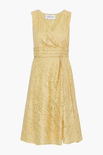 VALENTINO Wrap-effect embroidered cotton and silk-blend gauze dress