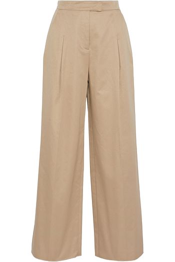 VALENTINO Pleated cotton-twill wide-leg pants