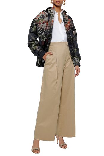VALENTINO Pleated cotton-twill wide-leg pants