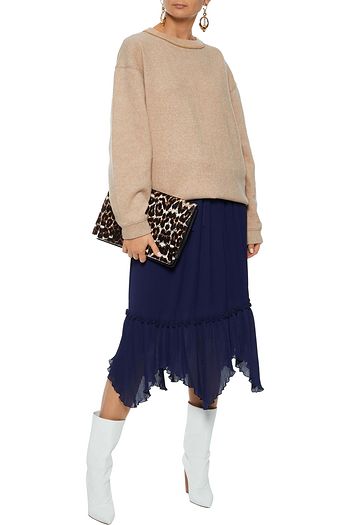 SEE BY CHLOÉ Asymmetric plissé-georgette midi skirt