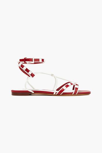 VALENTINO GARAVANI Rockstud zweifarbige Sandalen aus Leder