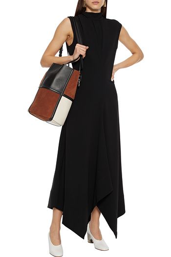 PROENZA SCHOULER Asymmetric tie-neck pleated crepe maxi dress