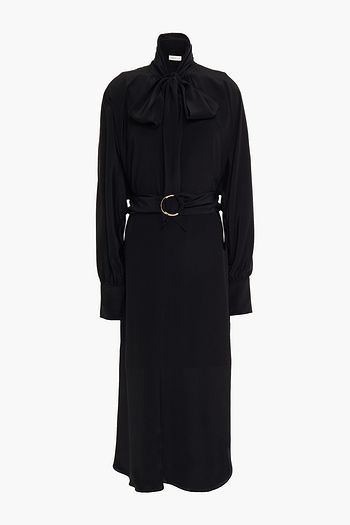 ZIMMERMANN Batwing pussy-bow belted silk crepe de chine midi dress