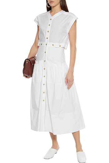 PROENZA SCHOULER Button-detailed gathered cotton-poplin midi dress