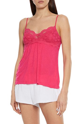 EBERJEY India lace-paneled stretch-jersey camisole