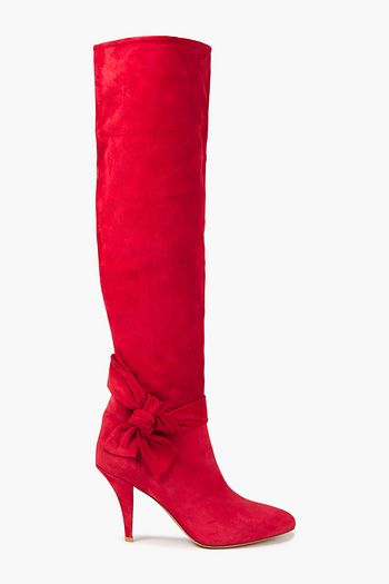 VALENTINO GARAVANI Kniehohe Stiefel aus Veloursleder mit Knotendetail