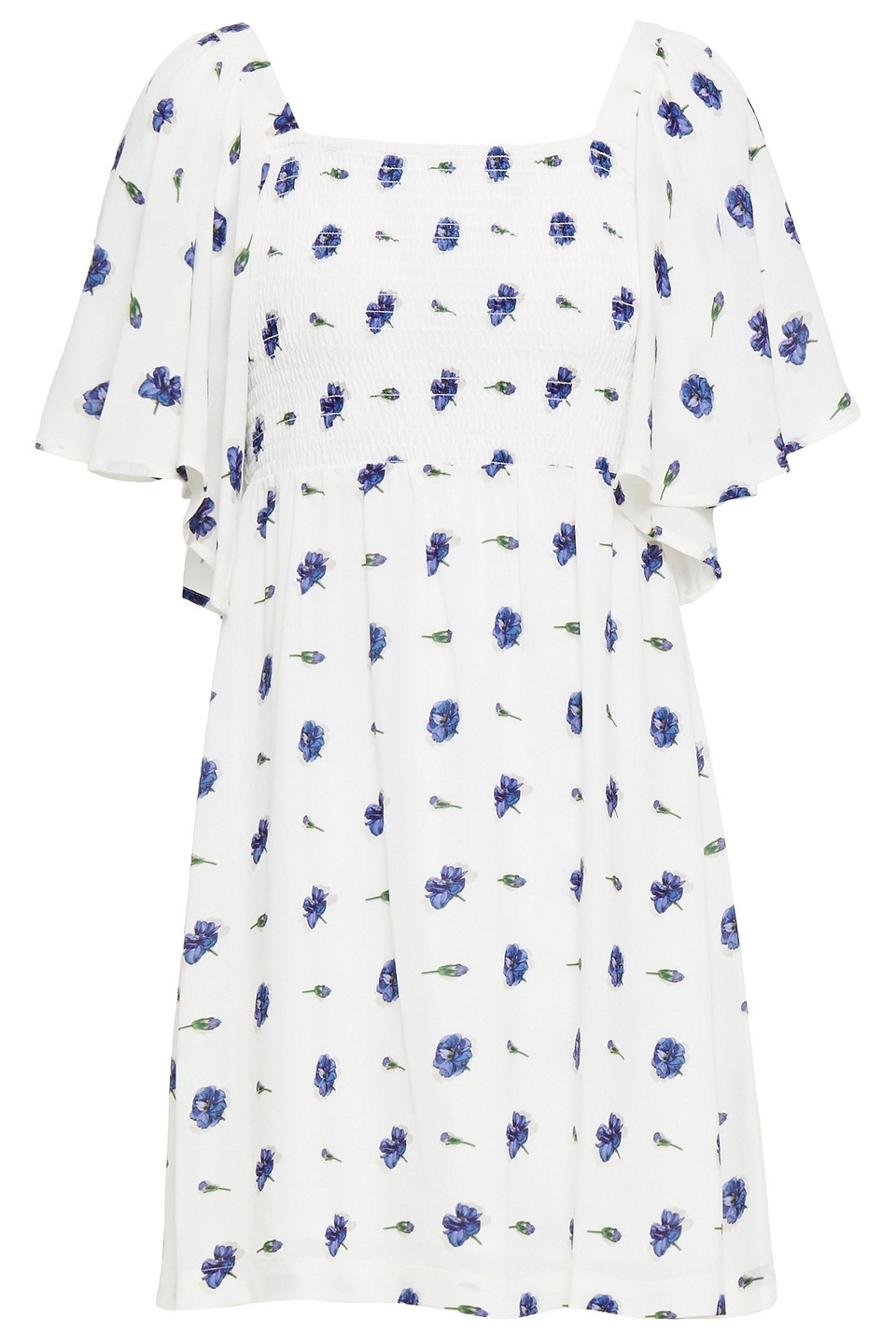 Atena Shirred Floral-print Crepe Mini Dress