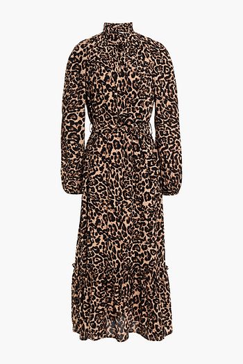 BAUM UND PFERDGARTEN Antoinette ruffled leopard-print crepe midi dress