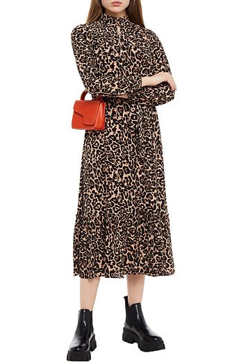 BAUM UND PFERDGARTEN Antoinette ruffled leopard-print crepe midi dress