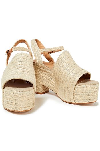 CASTAÑER Xiana leather-trimmed braided jute platform sandals