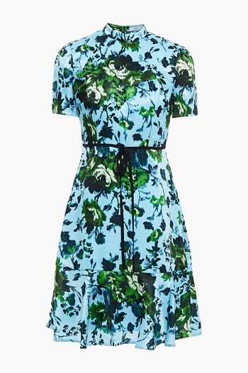 ERDEM Anne bow-detailed floral-print satin mini dress