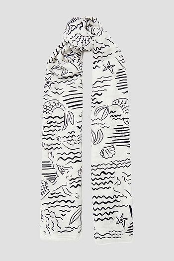 KENZO Frayed flocked modal and silk-blend twill scarf