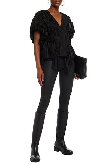 RICK OWENS Ruched ruffled cupro jacket