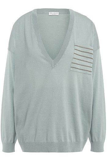 BRUNELLO CUCINELLI Bead-embellished cotton sweater