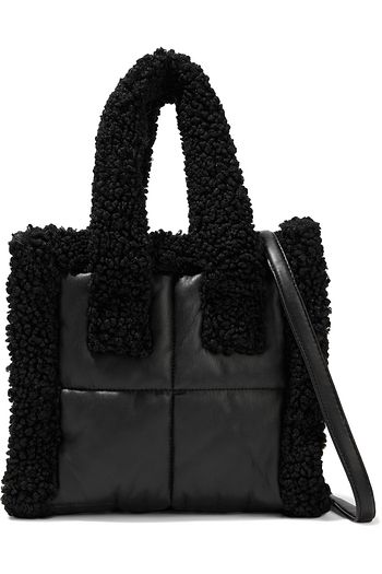 STAND STUDIO Lola faux shearling-trimmed quilted faux leather tote