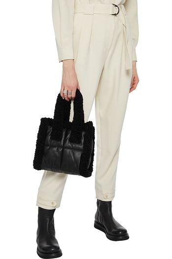 STAND STUDIO Lola faux shearling-trimmed quilted faux leather tote