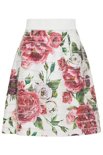 DOLCE & GABBANA Minirock aus Webstoff mit floralem Print in Metallic-Optik