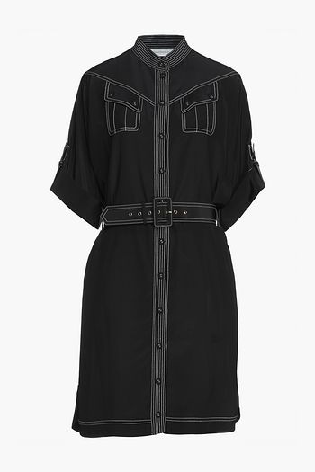 ZIMMERMANN Kleid aus Crêpe de Chine aus Seide mit Stickereien und Gürtel