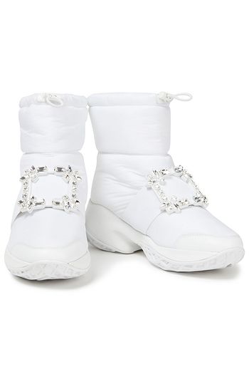 ROGER VIVIER Viv Run crystal-embellished quilted shell snow boots