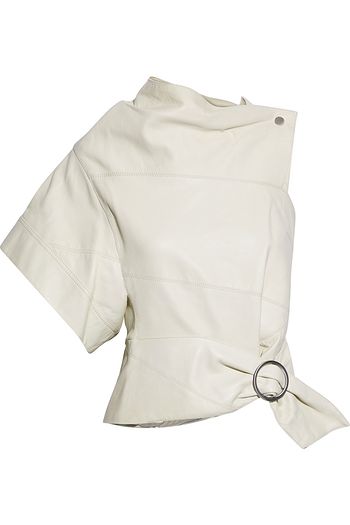 3.1 PHILLIP LIM One-sleeve buckle-detailed leather top