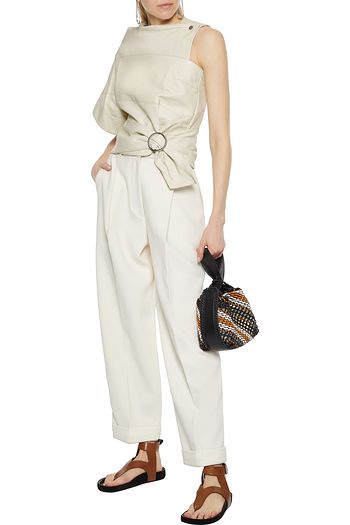 3.1 PHILLIP LIM One-sleeve buckle-detailed leather top