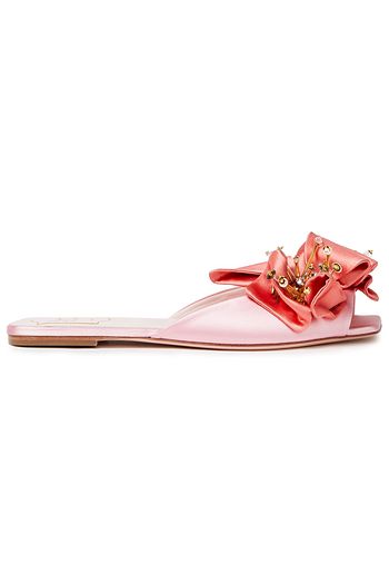 ROGER VIVIER Viv Fireflower embellished satin slides