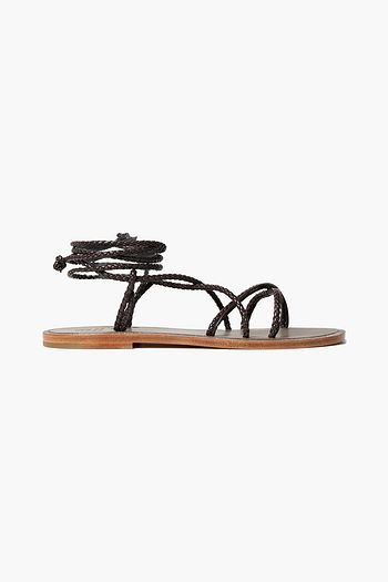 BRUNELLO CUCINELLI Sandalen aus geflochtenem Leder mit Zierperlen