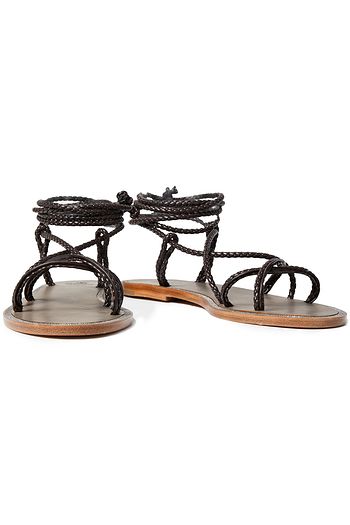BRUNELLO CUCINELLI Sandalen aus geflochtenem Leder mit Zierperlen