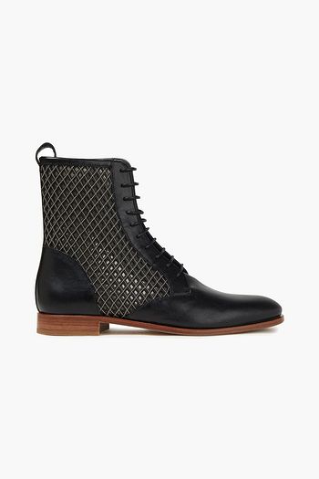 BRUNELLO CUCINELLI Smooth and laser-cut leather ankle boots