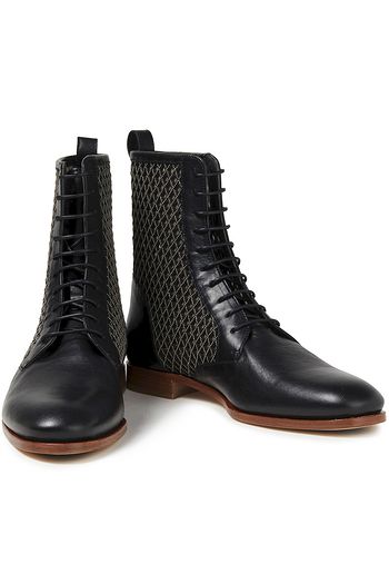 BRUNELLO CUCINELLI Smooth and laser-cut leather ankle boots