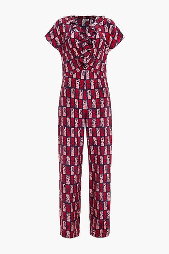 KENZO Ruffled printed silk crepe de chine wide-leg jumpsuit