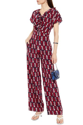 KENZO Ruffled printed silk crepe de chine wide-leg jumpsuit