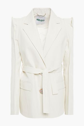 KENZO Belted cotton and linen-blend twill blazer
