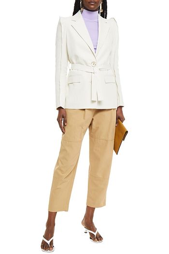 KENZO Belted cotton and linen-blend twill blazer