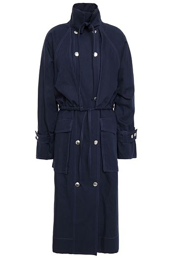 KENZO Belted cotton and linen-blend coat