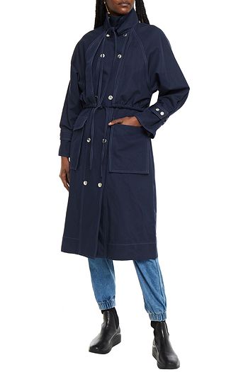 KENZO Belted cotton and linen-blend coat