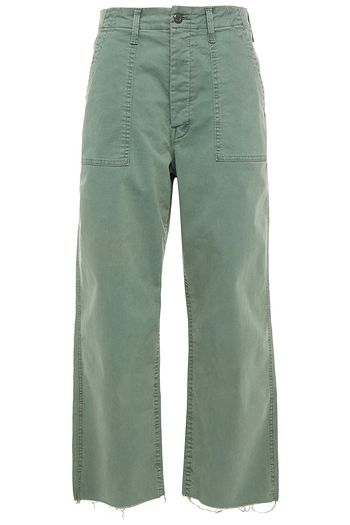 MOTHER Private cropped stretch-cotton twill straight-leg pants