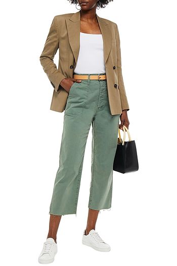 MOTHER Private cropped stretch-cotton twill straight-leg pants