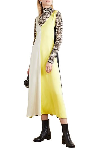 STINE GOYA Yara picot-trimmed paneled satin midi dress