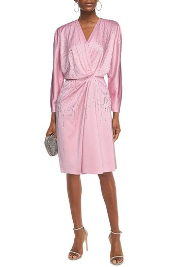 JENNY PACKHAM Crystal-embellished satin-crepe wrap dress