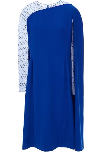 JENNY PACKHAM Crystal-embellished cape-effect tulle-paneled crepe dress
