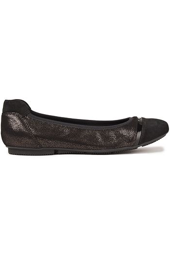 HOGAN Patent leather-trimmed leopard-print suede ballet flats