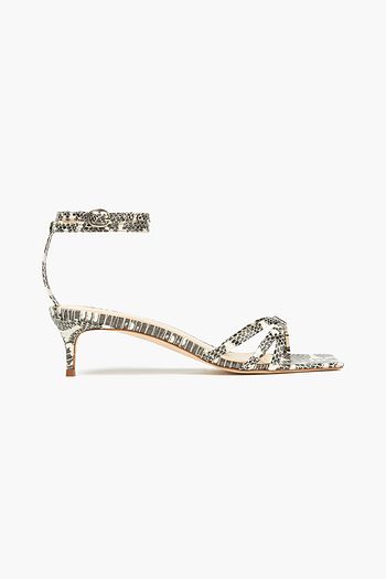 BY FAR Kaia snake-effect leather sandals